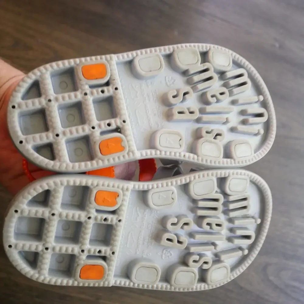 Mini Melissa Hip Bloomy Sandals Baby Girl Size 9 White Gray Orange